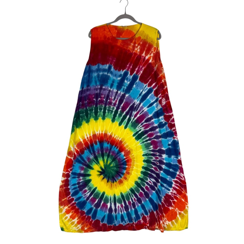 Dharma Trading Co. Dress Womens 2XL Multicolor Tie Dye Sleeveless Maxi Boho